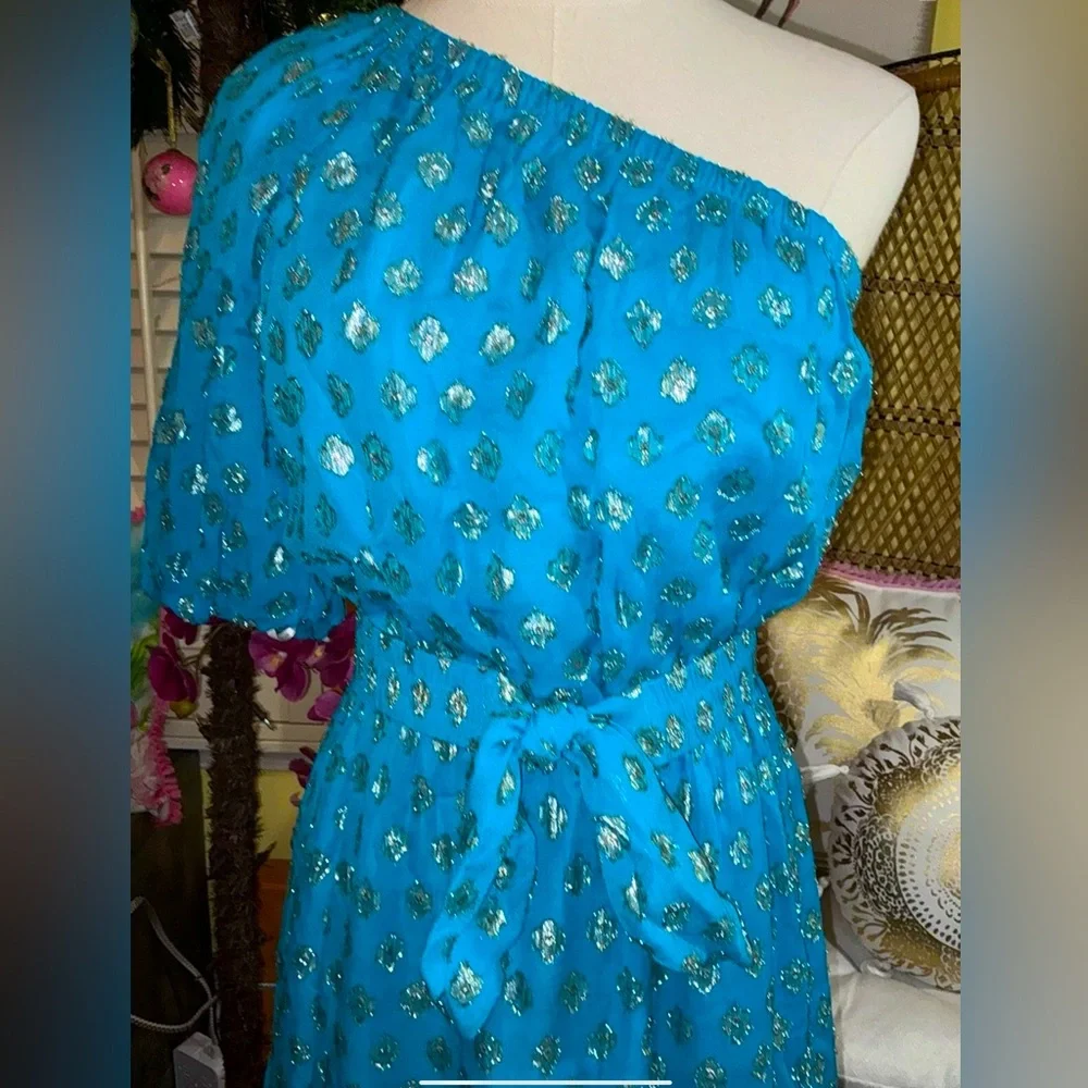 Lilly Pulitzer NWT Zelalynn One-Shoulder Maxi Dress Blue Rhapsody PP Size 4 - Picture 8 of 9